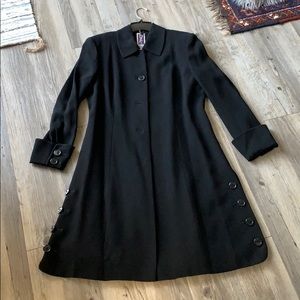 Black poly crepe swing coat